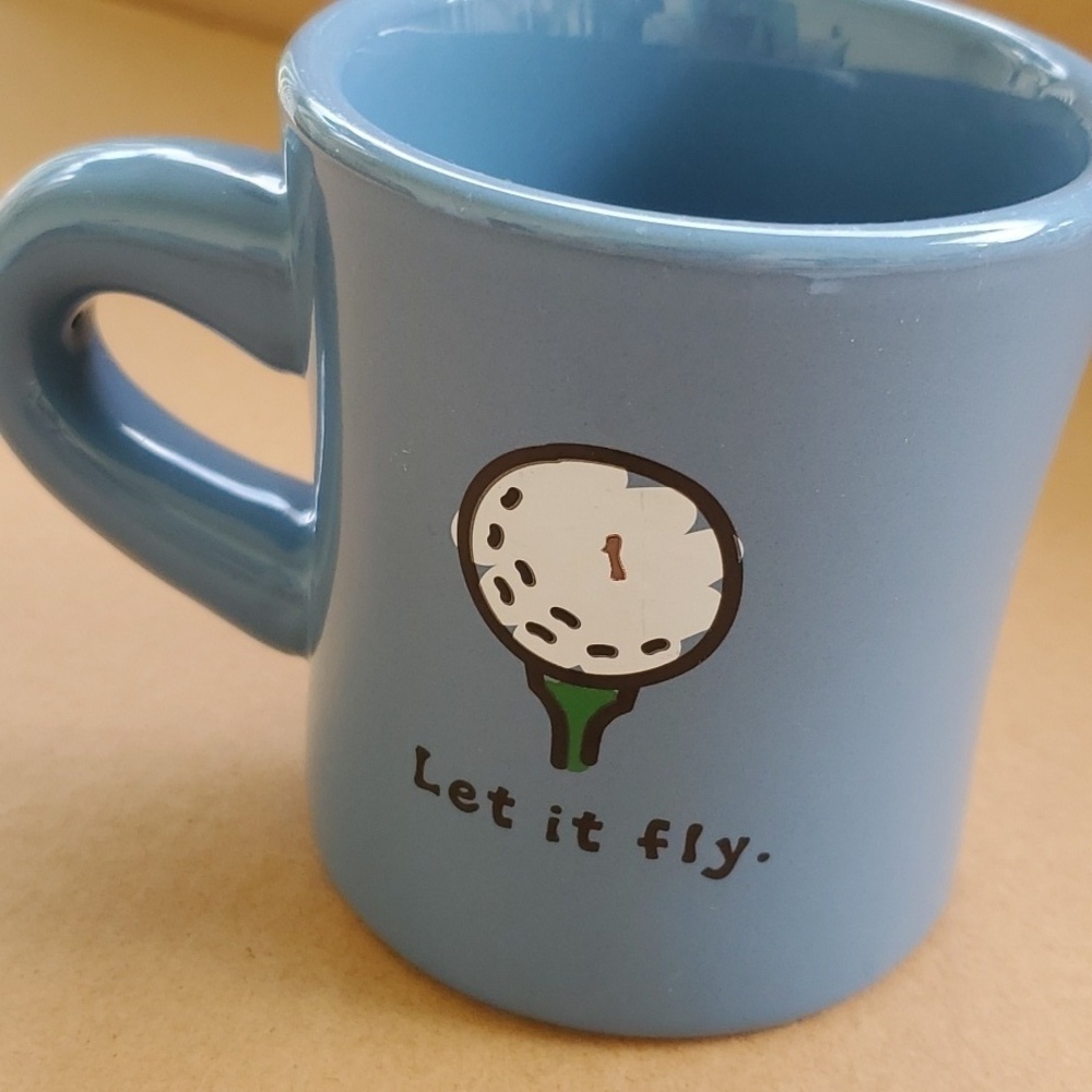 Life is Good Let it Fly golf mug blue